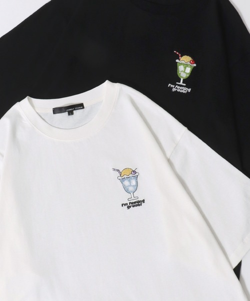 セール】Embroidery T-shirt/別注柄 サガラ ワンポイント刺繍 オーバー