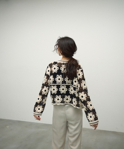 Lutim by u（ルチバイユー）の「Crochet Knit Cardigan / クロシェニットカーディガン（カーディガン/ボレロ・レディース・ブラック/ブラウン・FREE）」の7枚目の写真
