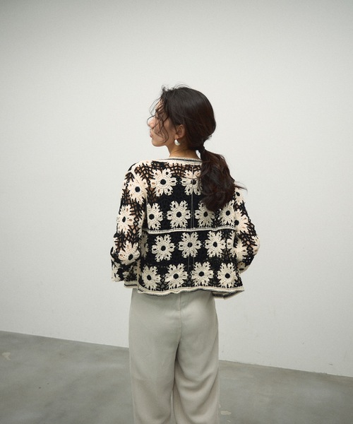 Lutim by u（ルチバイユー）の「Crochet Knit Cardigan / クロシェニットカーディガン（カーディガン/ボレロ・レディース・ブラック/ブラウン・FREE）」の8枚目の写真