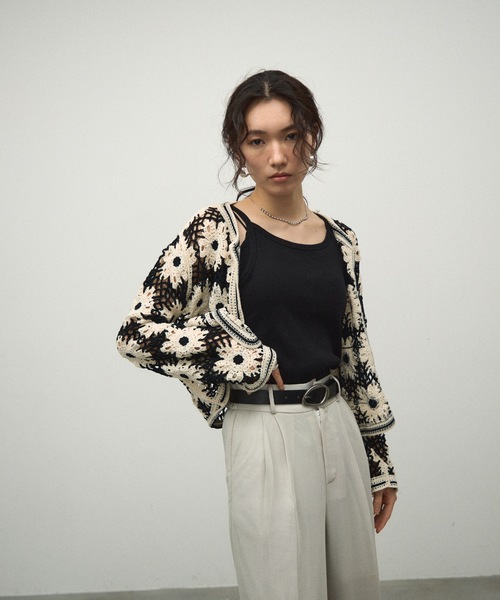 Lutim by u（ルチバイユー）の「Crochet Knit Cardigan / クロシェニットカーディガン（カーディガン/ボレロ・レディース・ブラック/ブラウン・FREE）」の3枚目の写真