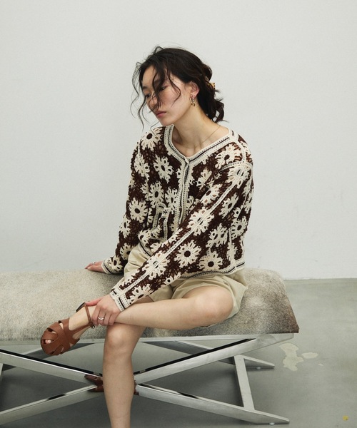 Lutim by u（ルチバイユー）の「Crochet Knit Cardigan / クロシェニットカーディガン（カーディガン/ボレロ・レディース・ブラック/ブラウン・FREE）」の19枚目の写真