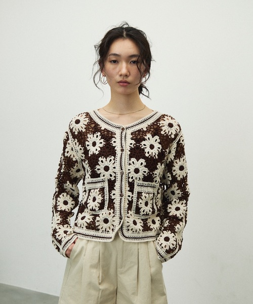 Lutim by u（ルチバイユー）の「Crochet Knit Cardigan / クロシェニットカーディガン（カーディガン/ボレロ・レディース・ブラック/ブラウン・FREE）」の13枚目の写真