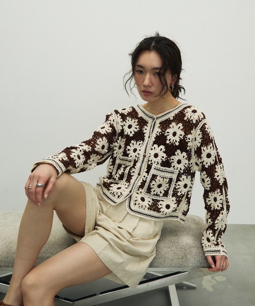 Lutim by u（ルチバイユー）の「Crochet Knit Cardigan / クロシェニットカーディガン（カーディガン/ボレロ・レディース・ブラック/ブラウン・FREE）」の22枚目の写真