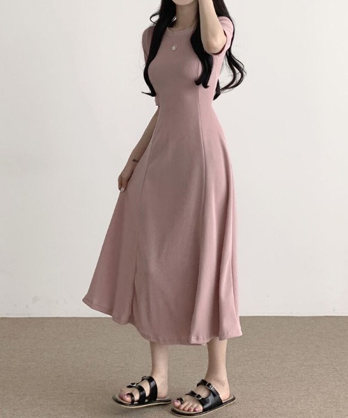 NANAHACHI(ナナハチ)の「Aラインロングワンピース(ワンピース・レディース・アイボリー/ピンク/ブラック/モカ・FREE)」の4枚目の写真
