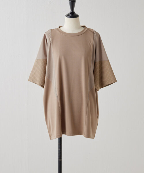 ear PAPILLONNER（イアパピヨネ）の「ショルダー切替Tシャツ【SUM1 STYLE（スミ スタイル)】（Tシャツ/カットソー・レディース・ブラック/モカ・FREE）」の9枚目の写真