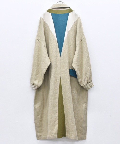 STOF（ストフ）の「COLOR MIX LINEN WOOL COAT（ステンカラーコート・メンズ・ブラック/グレイッシュベージュ・S/M）」の12枚目の写真