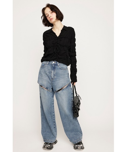 SLY（スライ）の「SHIRRING SKIPPER RIBBON SH シャーリング スキッパー リボン シャツ 春服（シャツ/ブラウス・レディース・マルチ/オフホワイト/ライトブルー/ブラック・FREE）」の21枚目の写真