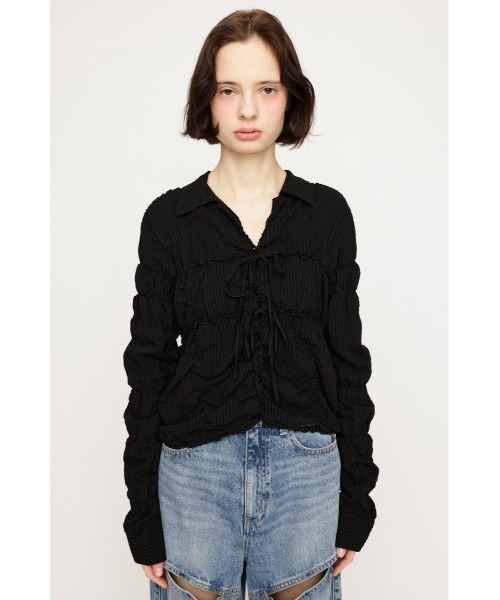 SLY（スライ）の「SHIRRING SKIPPER RIBBON SH シャーリング スキッパー リボン シャツ 春服（シャツ/ブラウス・レディース・マルチ/オフホワイト/ライトブルー/ブラック・FREE）」の19枚目の写真