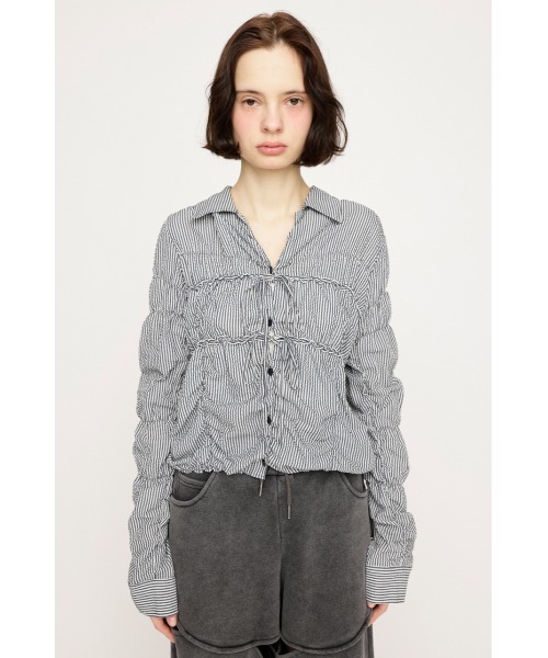 SLY - SLY スキッパーシャツ SHIRRING SKIPPER RIBBON SH シャーリング スキッパー リボン