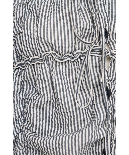 SLY（スライ）の「SHIRRING SKIPPER RIBBON SH シャーリング スキッパー リボン シャツ 春服（シャツ/ブラウス・レディース・マルチ/オフホワイト/ライトブルー/ブラック・FREE）」の5枚目の写真