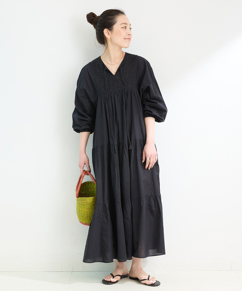 Fanaka（ファナカ）の「FANAKA/ファナカ チカンカリ風ふっくら刺繍ワンピース（ワンピース・レディース・ピンク/ブラック/ブルー・FREE）」の4枚目の写真