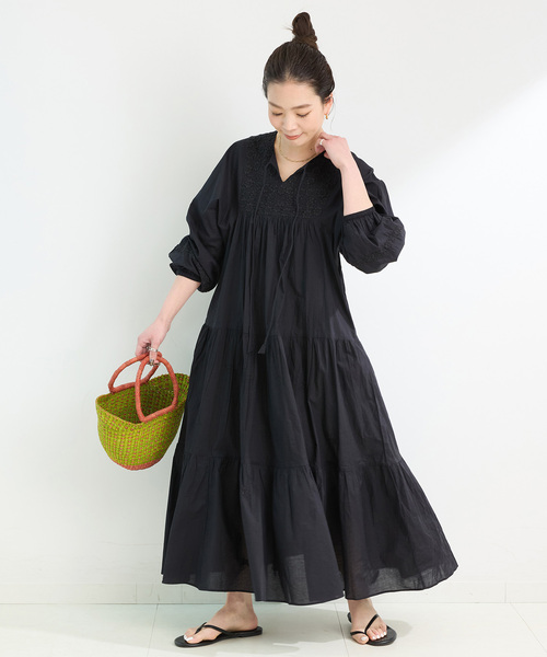 Fanaka（ファナカ）の「FANAKA/ファナカ チカンカリ風ふっくら刺繍ワンピース（ワンピース・レディース・ピンク/ブラック/ブルー・FREE）」の5枚目の写真