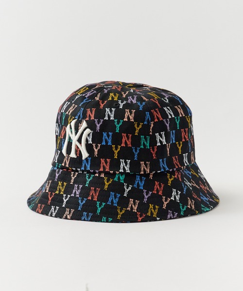 MLBチームロゴ刺繍 バケットハット MLBKOREA/エムエルビーコリア HAT ロゴ 刺繍 バケットハット 総柄
