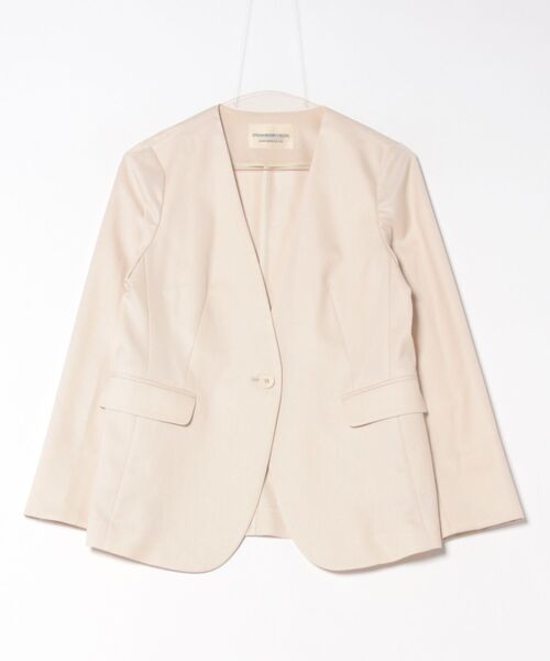 STRAWBERRY-FIELDS（ストロベリーフィールズ）の「ジュエルストレッチ　ノーカラージャケット（ノーカラージャケット・レディース・ブラック/ライトベージュ/ネイビー/グレー・2）」の18枚目の写真