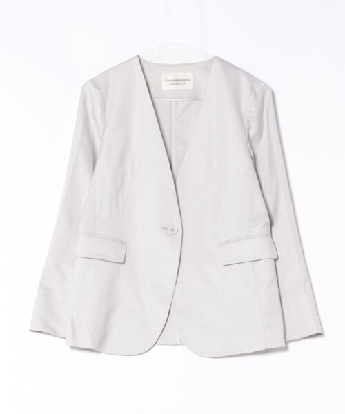 STRAWBERRY-FIELDS（ストロベリーフィールズ）の「ジュエルストレッチ　ノーカラージャケット（ノーカラージャケット・レディース・ブラック/ライトベージュ/ネイビー/グレー・2）」の19枚目の写真