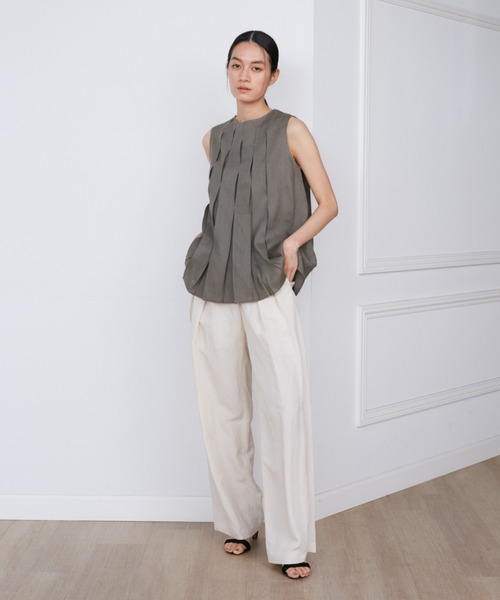 INED（イネド）の「リネンボックスプリーツブラウス《la veille by SUPERIOR CLOSET》【セットアップ対応】（シャツ/ブラウス・レディース・カーキ/ピンク・9号/11号）」の14枚目の写真