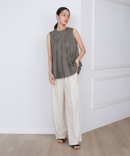 INED（イネド）の「リネンボックスプリーツブラウス《la veille by SUPERIOR CLOSET》【セットアップ対応】（シャツ/ブラウス・レディース・カーキ/ピンク・9号/11号）」の13枚目の写真