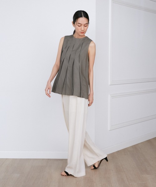 INED（イネド）の「リネンボックスプリーツブラウス《la veille by SUPERIOR CLOSET》【セットアップ対応】（シャツ/ブラウス・レディース・カーキ/ピンク・9号/11号）」の12枚目の写真