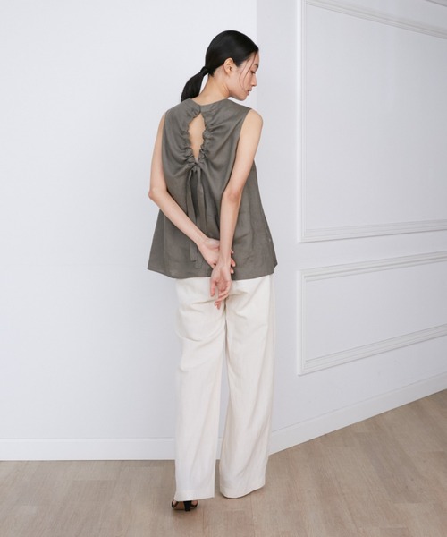 INED（イネド）の「リネンボックスプリーツブラウス《la veille by SUPERIOR CLOSET》【セットアップ対応】（シャツ/ブラウス・レディース・カーキ/ピンク・9号/11号）」の11枚目の写真