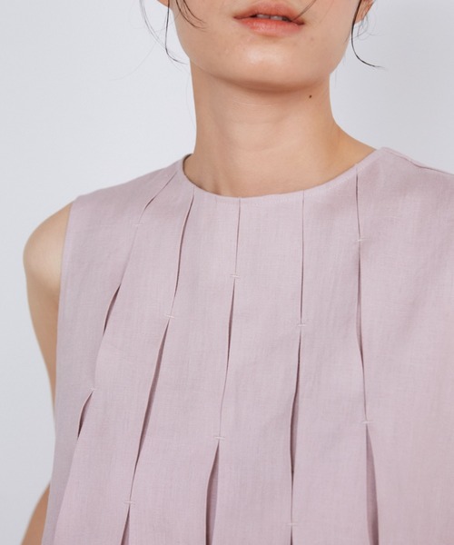 ブラウス シャツ リネンボックスプリーツブラウス「la veille by SUPERIOR CLOSET」「セットアップ対応」 レディース INED ブラウス シャツ リネンボックスプリーツブラウス「la