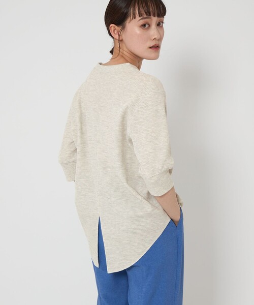 green label relaxing（グリーンレーベルリラクシング）の「【WEB限定】＜at ease＞ワッフル ショートスリーブT（Tシャツ/カットソー・レディース・ダークグレー/その他1/オフホワイト/ナチュラル・FREE）」の7枚目の写真