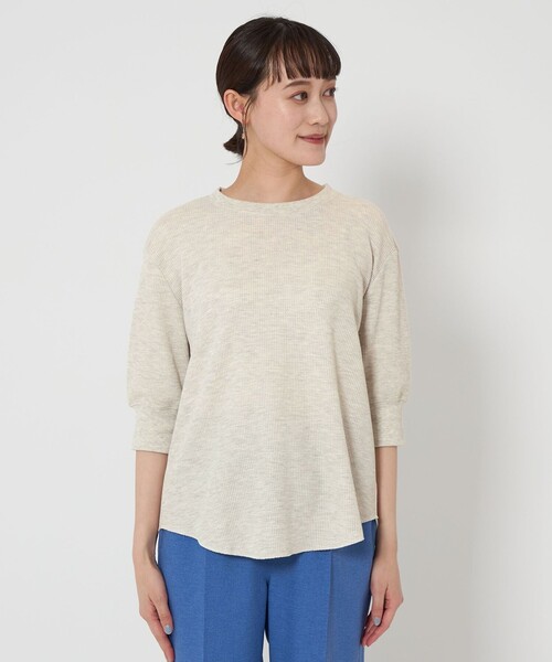 green label relaxing（グリーンレーベルリラクシング）の「【WEB限定】＜at ease＞ワッフル ショートスリーブT（Tシャツ/カットソー・レディース・ダークグレー/その他1/オフホワイト/ナチュラル・FREE）」の16枚目の写真