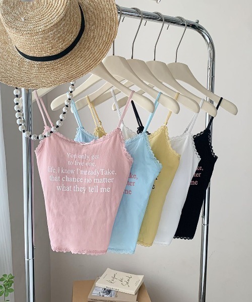 Mejoul（メジュール）の「【カップイン】チビリボンレース ロゴプリントキャミソール ビスチェ（キャミソール・レディース・ブラック/ホワイト/ピンク/ブルー・F）」の18枚目の写真