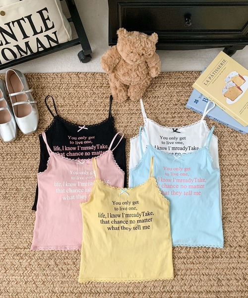 Mejoul（メジュール）の「【カップイン】チビリボンレース ロゴプリントキャミソール ビスチェ（キャミソール・レディース・ブラック/ホワイト/ピンク/ブルー・F）」の19枚目の写真