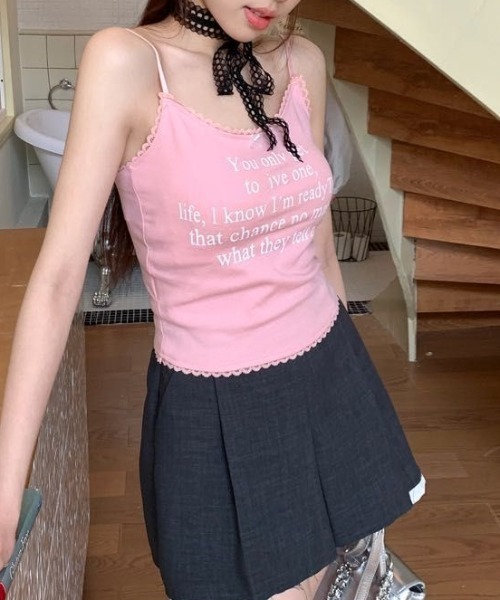 Mejoul（メジュール）の「【カップイン】チビリボンレース ロゴプリントキャミソール ビスチェ（キャミソール・レディース・ブラック/ホワイト/ピンク/ブルー・F）」の11枚目の写真