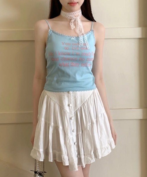 Mejoul（メジュール）の「【カップイン】チビリボンレース ロゴプリントキャミソール ビスチェ（キャミソール・レディース・ブラック/ホワイト/ピンク/ブルー・F）」の16枚目の写真