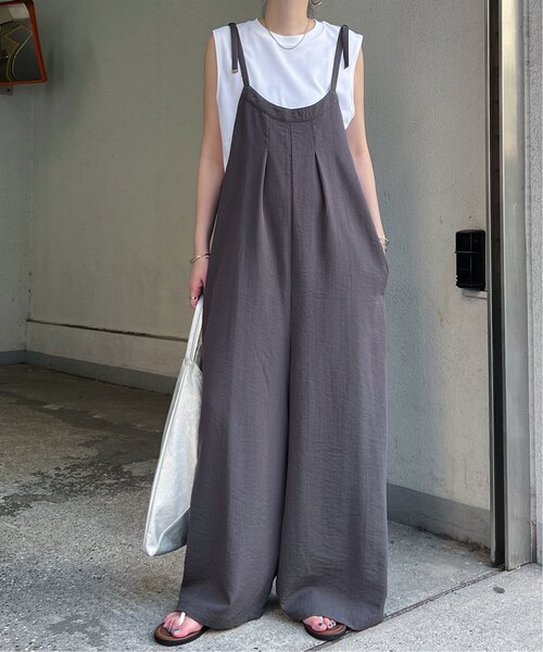 LBC(エルビーシー)の「キャミワイドサロペット(サロペット/オーバーオール・レディース・ブラック/グレー・M)」の14枚目の写真