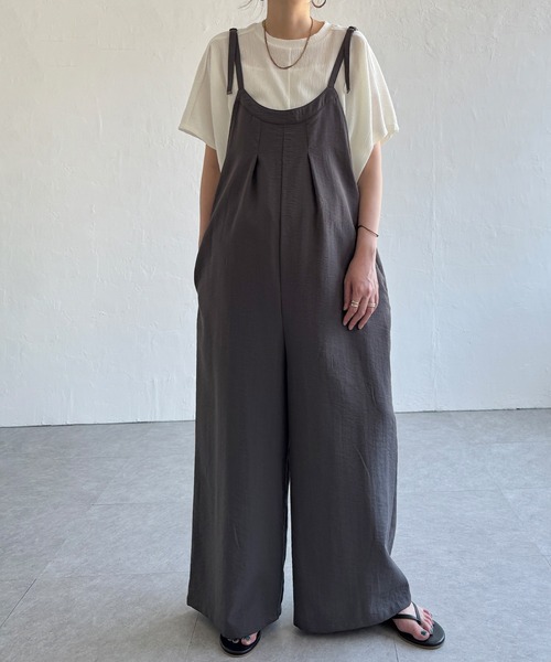 LBC(エルビーシー)の「キャミワイドサロペット(サロペット/オーバーオール・レディース・ブラック/グレー・M)」の5枚目の写真