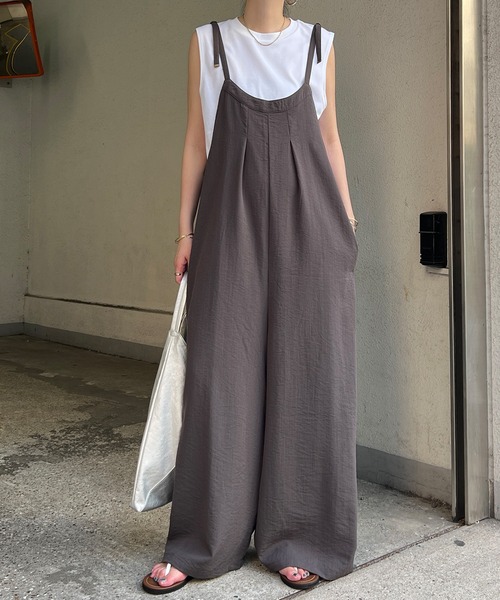 LBC(エルビーシー)の「キャミワイドサロペット(サロペット/オーバーオール・レディース・ブラック/グレー・M)」の3枚目の写真