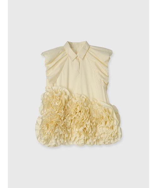 EIMY ISTOIRE（エイミーイストワール）の「フラワーモチーフブラウス（シャツ/ブラウス・レディース・ストライプ/イエロー/ホワイト・F）」の5枚目の写真