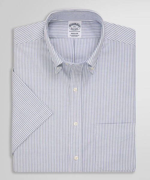 BROOKS BROTHERS(ブルックスブラザーズ)の「スーピマコットン オックスフォード ショートスリーブ ドレスシャツ Regular Fit(ビジネスシャツ・メンズ・ブルー/ホワイト/ホワイト×ブルー・14.5/16/15.5/15 /17.5/17/16.5)」の2枚目の写真