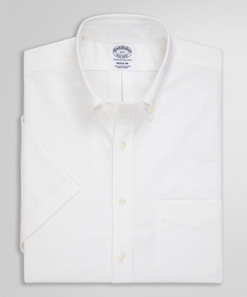 BROOKS BROTHERS(ブルックスブラザーズ)の「スーピマコットン オックスフォード ショートスリーブ ドレスシャツ Regular Fit(ビジネスシャツ・メンズ・ブルー/ホワイト/ホワイト×ブルー・14.5/16/15.5/15 /17.5/17/16.5)」の1枚目の写真