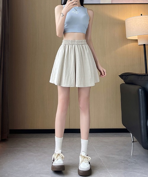 Asterellivi(アステレリビ)の「さらっと履けるリネン風ショートパンツ(その他パンツ・レディース・ベージュ/ブラック/カーキ・M/L)」の15枚目の写真