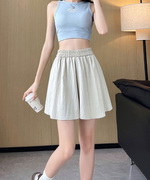 Asterellivi(アステレリビ)の「さらっと履けるリネン風ショートパンツ(その他パンツ・レディース・ベージュ/ブラック/カーキ・M/L)」の17枚目の写真