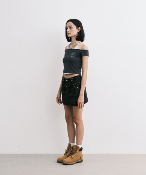 Midnight Move(ミッドナイトムーブ)の「Midnight Move/AG CROSS T(Tシャツ/カットソー・レディース・ダークグレー/ホワイト・FREE)」の5枚目の写真