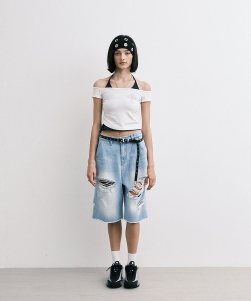 Midnight Move(ミッドナイトムーブ)の「Midnight Move/AG CROSS T(Tシャツ/カットソー・レディース・ダークグレー/ホワイト・FREE)」の10枚目の写真