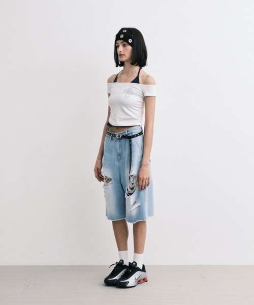 Midnight Move(ミッドナイトムーブ)の「Midnight Move/AG CROSS T(Tシャツ/カットソー・レディース・ダークグレー/ホワイト・FREE)」の11枚目の写真
