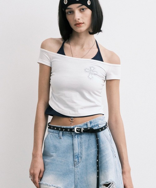 Midnight Move(ミッドナイトムーブ)の「Midnight Move/AG CROSS T(Tシャツ/カットソー・レディース・ダークグレー/ホワイト・FREE)」の13枚目の写真