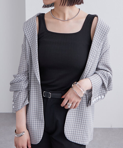 mystic（ミスティック）の「スクエアタンク（タンクトップ・レディース・アイボリー/ブラック/グレー/ホワイト・FREE）」の4枚目の写真