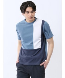 【吸水速乾 ストレッチ】タカキュー 異素材切替 クルーネック 半袖 Tシャツ