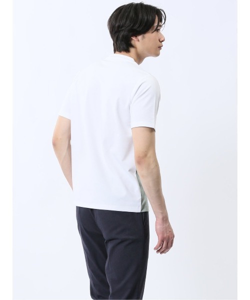 TAKA-Q(タカキュー)の「【吸水速乾 ストレッチ】タカキュー 異素材切替 クルーネック 半袖 Tシャツ(Tシャツ/カットソー・メンズ・ホワイト/ブルー・MEDIUM/LARGE/X-LARGE)」の5枚目の写真