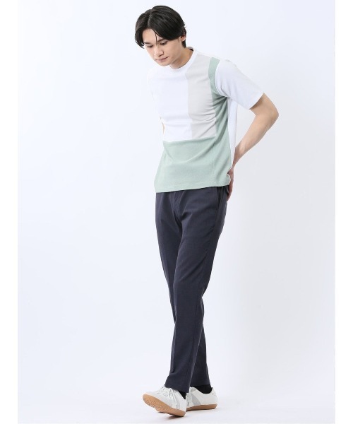 TAKA-Q(タカキュー)の「【吸水速乾 ストレッチ】タカキュー 異素材切替 クルーネック 半袖 Tシャツ(Tシャツ/カットソー・メンズ・ホワイト/ブルー・MEDIUM/LARGE/X-LARGE)」の6枚目の写真