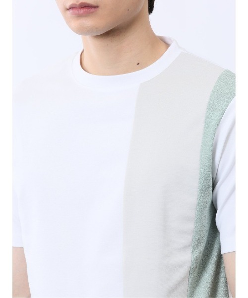 TAKA-Q(タカキュー)の「【吸水速乾 ストレッチ】タカキュー 異素材切替 クルーネック 半袖 Tシャツ(Tシャツ/カットソー・メンズ・ホワイト/ブルー・MEDIUM/LARGE/X-LARGE)」の10枚目の写真