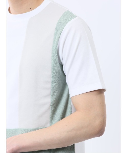 TAKA-Q(タカキュー)の「【吸水速乾 ストレッチ】タカキュー 異素材切替 クルーネック 半袖 Tシャツ(Tシャツ/カットソー・メンズ・ホワイト/ブルー・MEDIUM/LARGE/X-LARGE)」の11枚目の写真