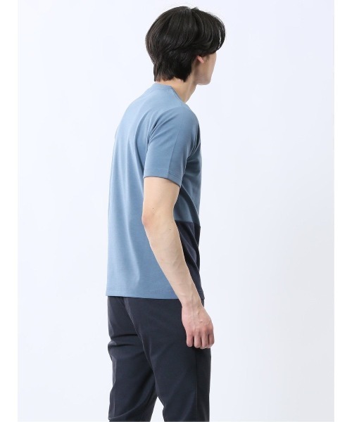 TAKA-Q(タカキュー)の「【吸水速乾 ストレッチ】タカキュー 異素材切替 クルーネック 半袖 Tシャツ(Tシャツ/カットソー・メンズ・ホワイト/ブルー・MEDIUM/LARGE/X-LARGE)」の14枚目の写真
