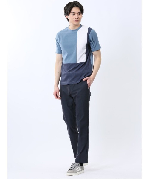 TAKA-Q(タカキュー)の「【吸水速乾 ストレッチ】タカキュー 異素材切替 クルーネック 半袖 Tシャツ(Tシャツ/カットソー・メンズ・ホワイト/ブルー・MEDIUM/LARGE/X-LARGE)」の15枚目の写真